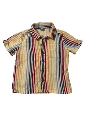 Old Navy Short-Sleeve Button-Down Shirt - Yellow Red Blue Stripes